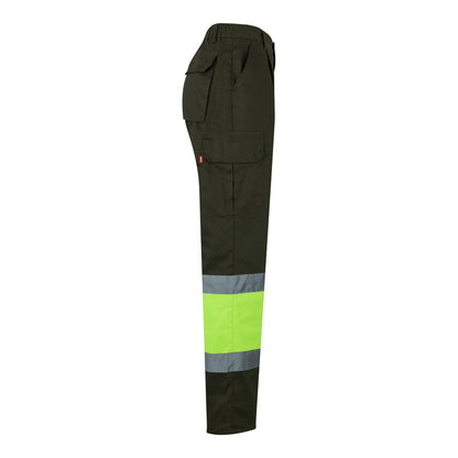 VL POSEIDON LARGE promotional workwear garment in army green/yellow (detail view) with custom logo branding