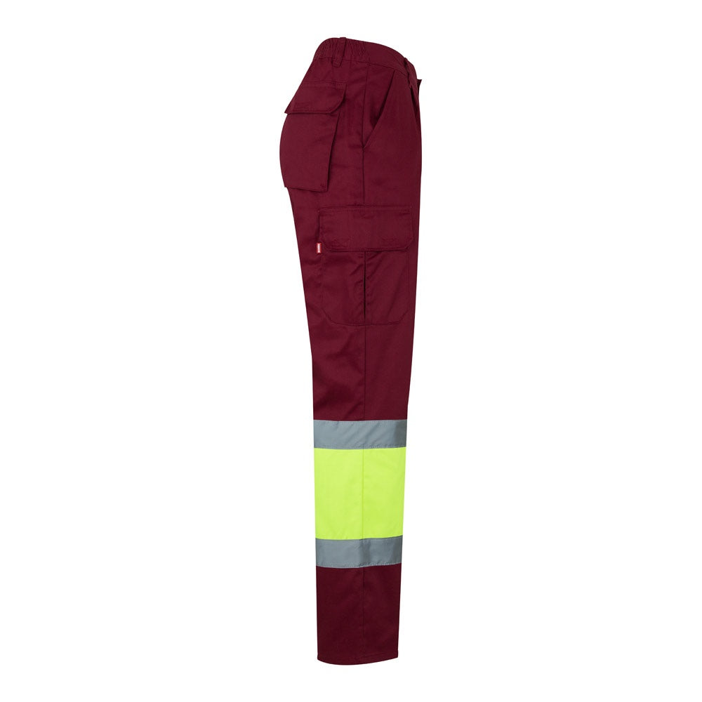 VL POSEIDON LARGE promotional workwear garment in burgundy/yellow (detail view) with custom logo branding