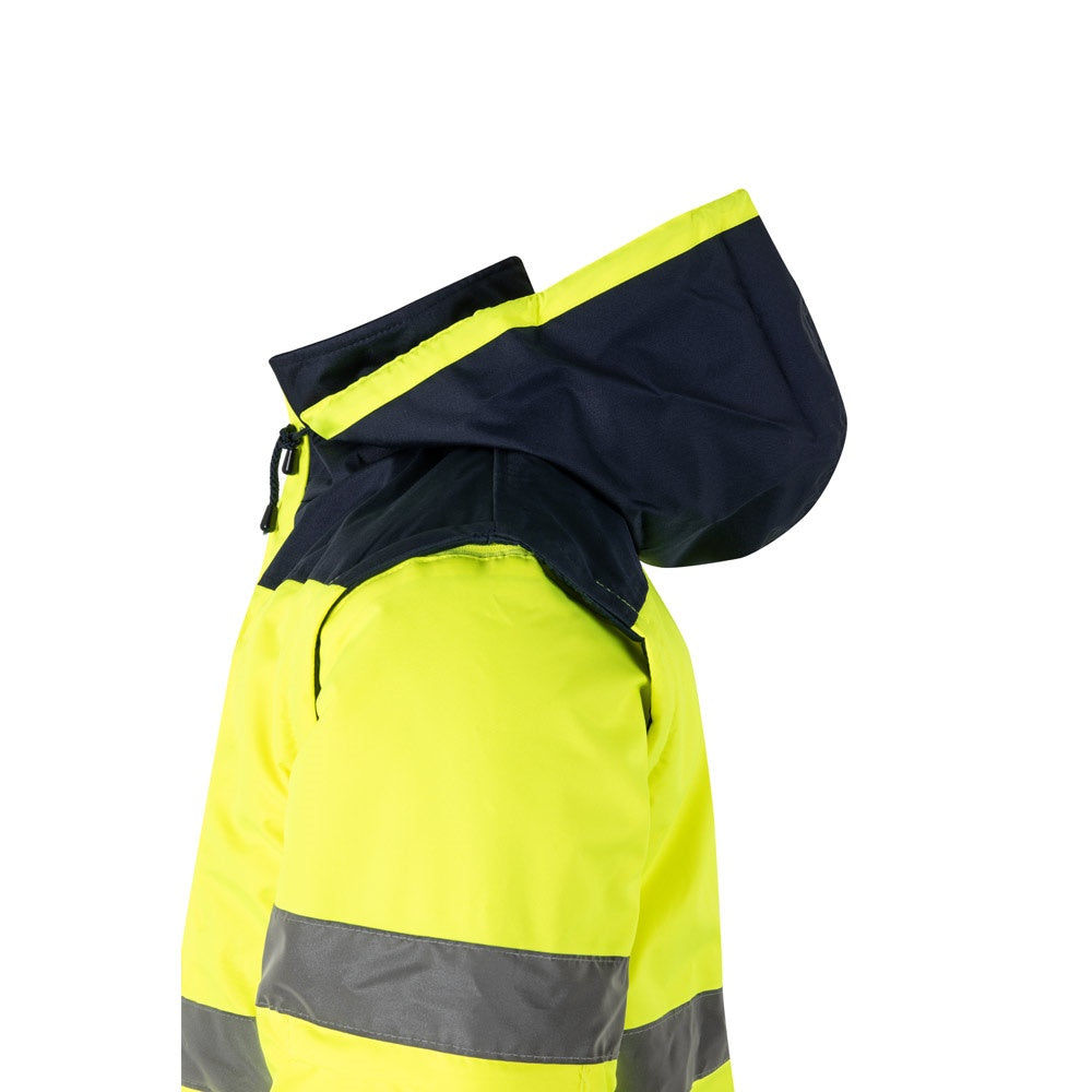 VL JUPITER promotional jacket in navy blue/yellow with custom logo branding