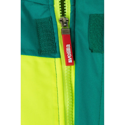 VL JUPITER promotional jacket in green/yellow (detail view) with custom logo branding