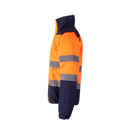 VL JUPITER promotional jacket in navy blue/orange (detail view) with custom logo branding