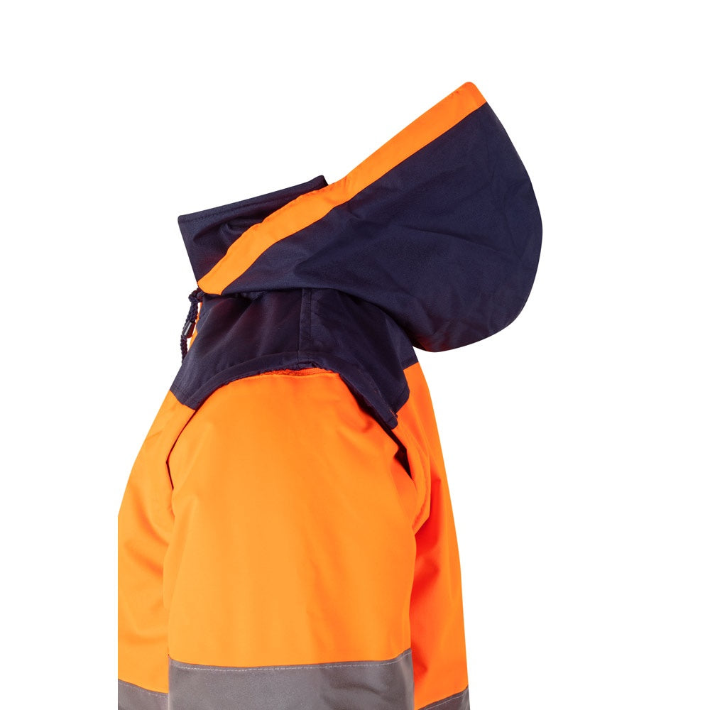 VL JUPITER promotional jacket in navy blue/orange with custom logo branding
