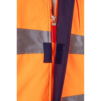 VL JUPITER LARGE promotional jacket in navy blue/orange (detail view) with custom logo branding