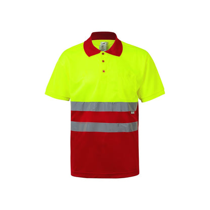 VL CUPID promotional polo shirt in red/yellow with custom logo branding