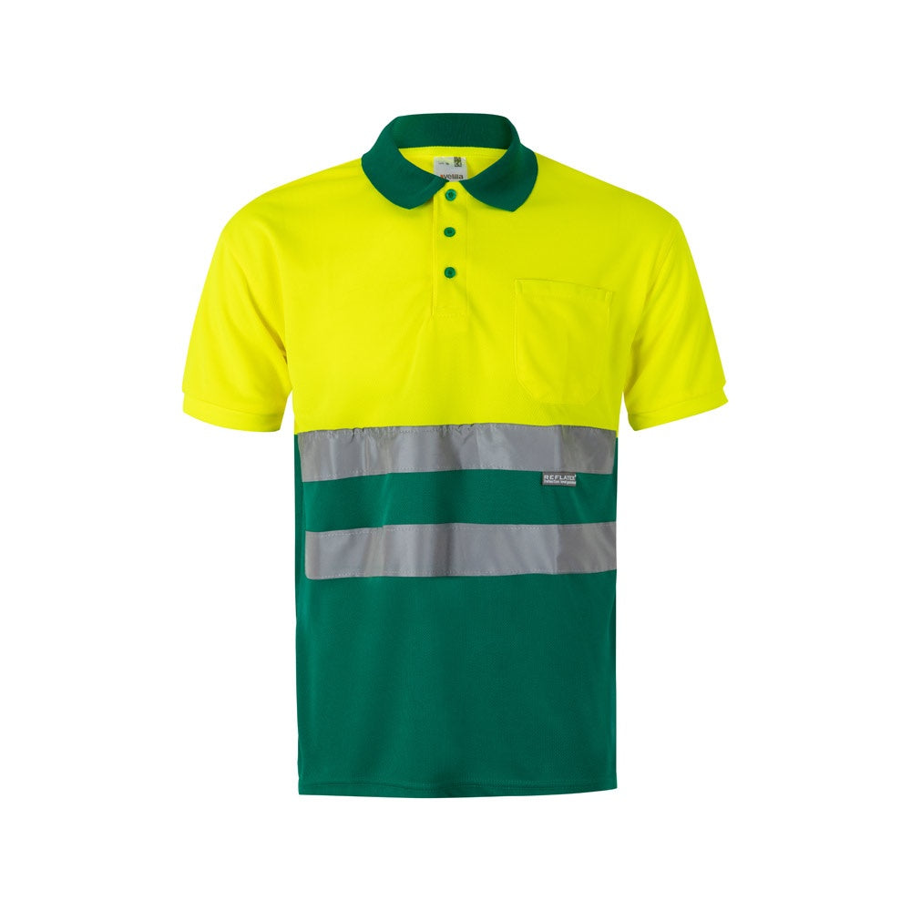 VL CUPID promotional polo shirt in green/yellow with custom logo branding