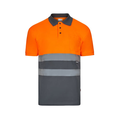 VL CUPID promotional polo shirt in grey/orange with custom logo branding