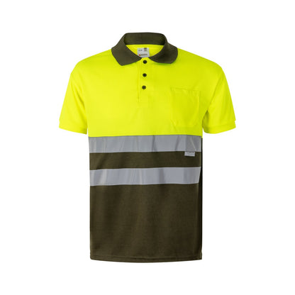 VL CUPID promotional polo shirt in army green/yellow with custom logo branding
