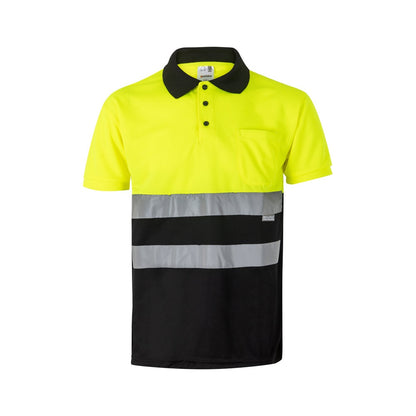 VL CUPID LARGE promotional polo shirt in black/yellow with custom logo branding