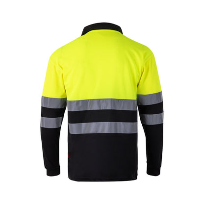 VL VULCAN promotional polo shirt in black/yellow (detail view) with custom logo branding