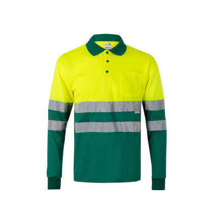 VL VULCAN LARGE promotional polo shirt in green/yellow with custom logo branding