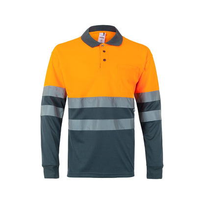 VL VULCAN LARGE promotional polo shirt in grey/orange with custom logo branding