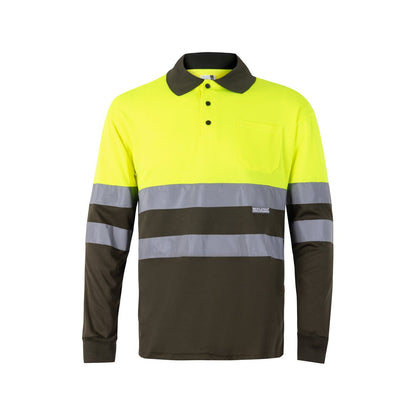 VL VULCAN LARGE promotional polo shirt in army green/yellow with custom logo branding