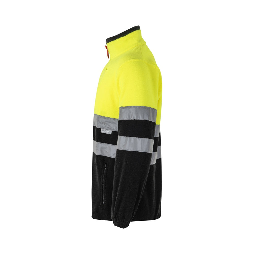 VL EROS promotional jacket in black/yellow (detail view) with custom logo branding