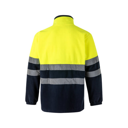 VL EROS promotional jacket in navy blue/yellow (detail view) with custom logo branding