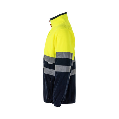 VL EROS promotional jacket in navy blue/yellow (detail view) with custom logo branding