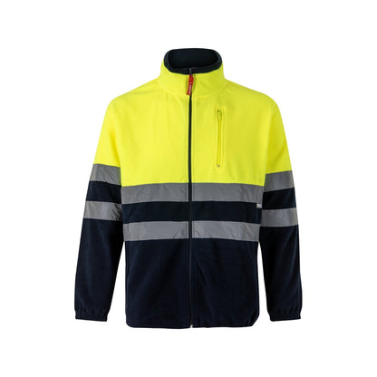 VL EROS promotional jacket in navy blue/yellow with custom logo branding