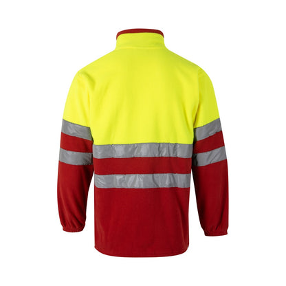 VL EROS promotional jacket in red/yellow (detail view) with custom logo branding