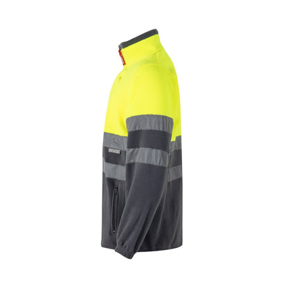 VL EROS promotional jacket in grey/yellow (detail view) with custom logo branding