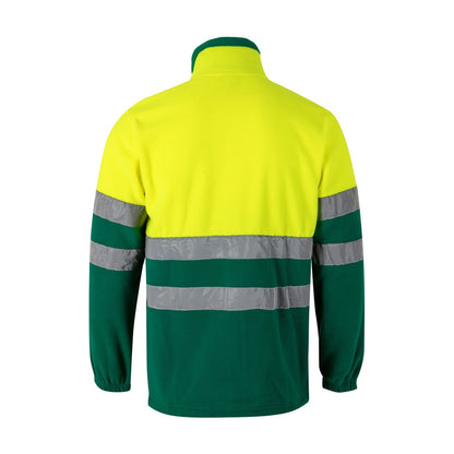 VL EROS promotional jacket in green/yellow (detail view) with custom logo branding