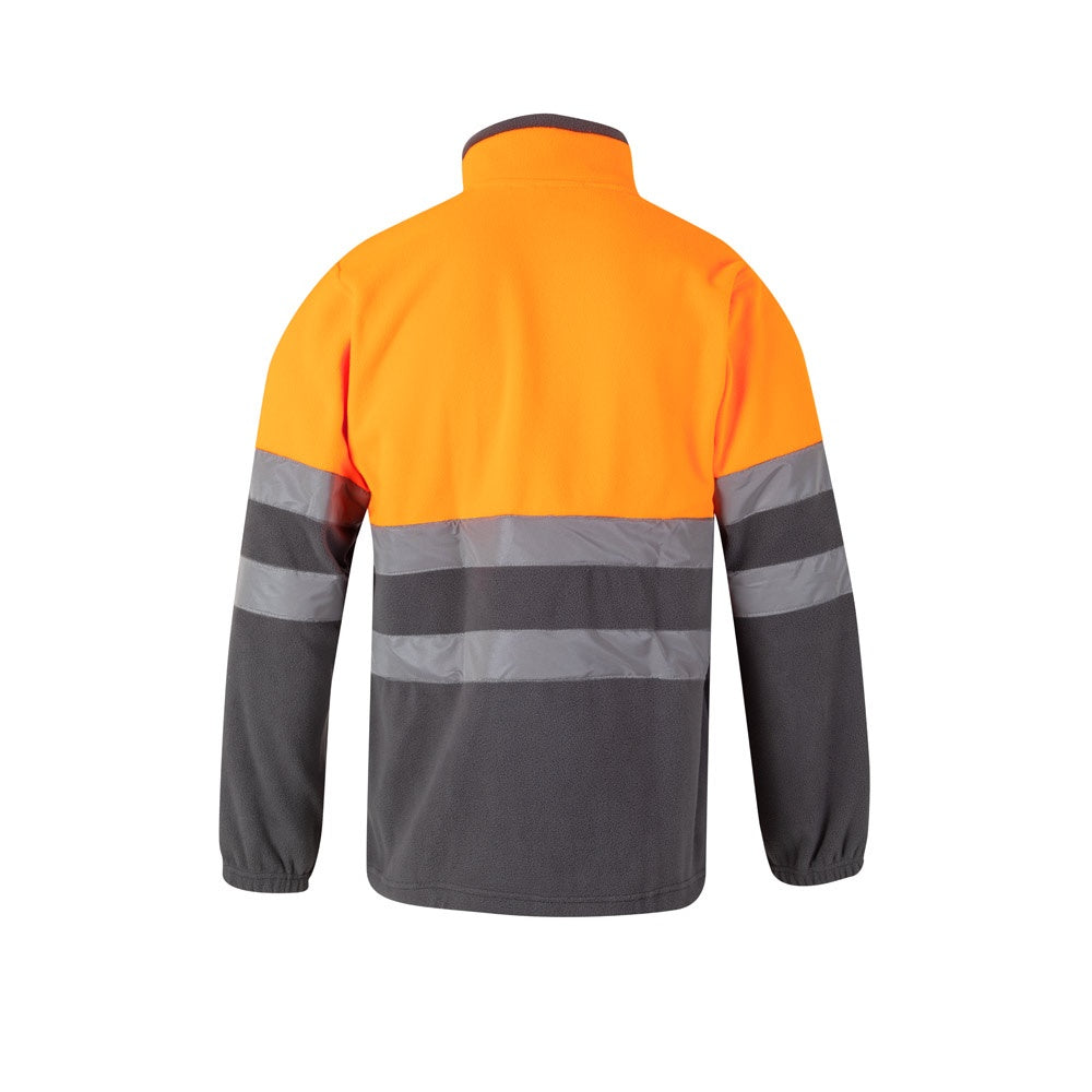 VL EROS promotional jacket in grey/orange (detail view) with custom logo branding