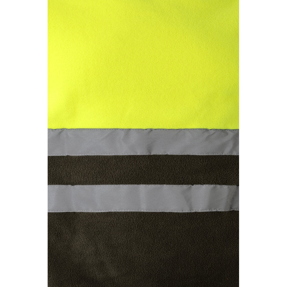 VL EROS promotional jacket in army green/yellow (detail view) with custom logo branding