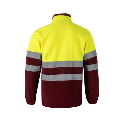 VL EROS promotional jacket in burgundy/yellow (detail view) with custom logo branding
