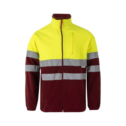 VL EROS promotional jacket in burgundy/yellow with custom logo branding