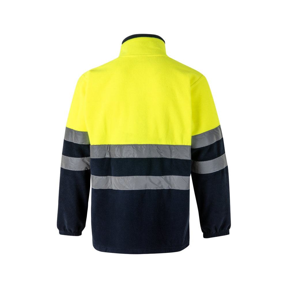 VL EROS LARGE promotional jacket in navy blue/yellow (detail view) with custom logo branding