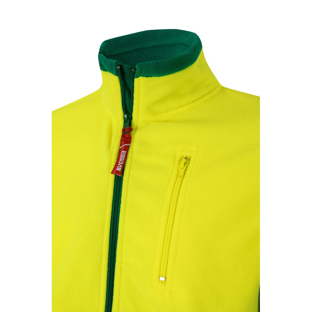 VL EROS LARGE promotional jacket in green/yellow (detail view) with custom logo branding