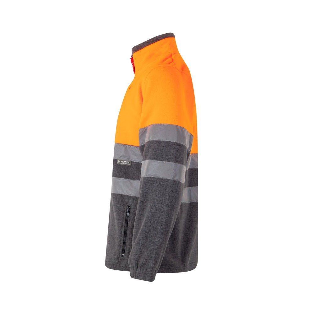 VL EROS LARGE promotional jacket in grey/orange (detail view) with custom logo branding