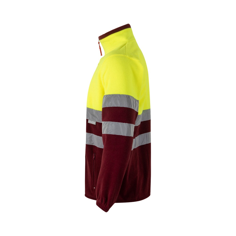 VL EROS LARGE promotional jacket in burgundy/yellow (detail view) with custom logo branding