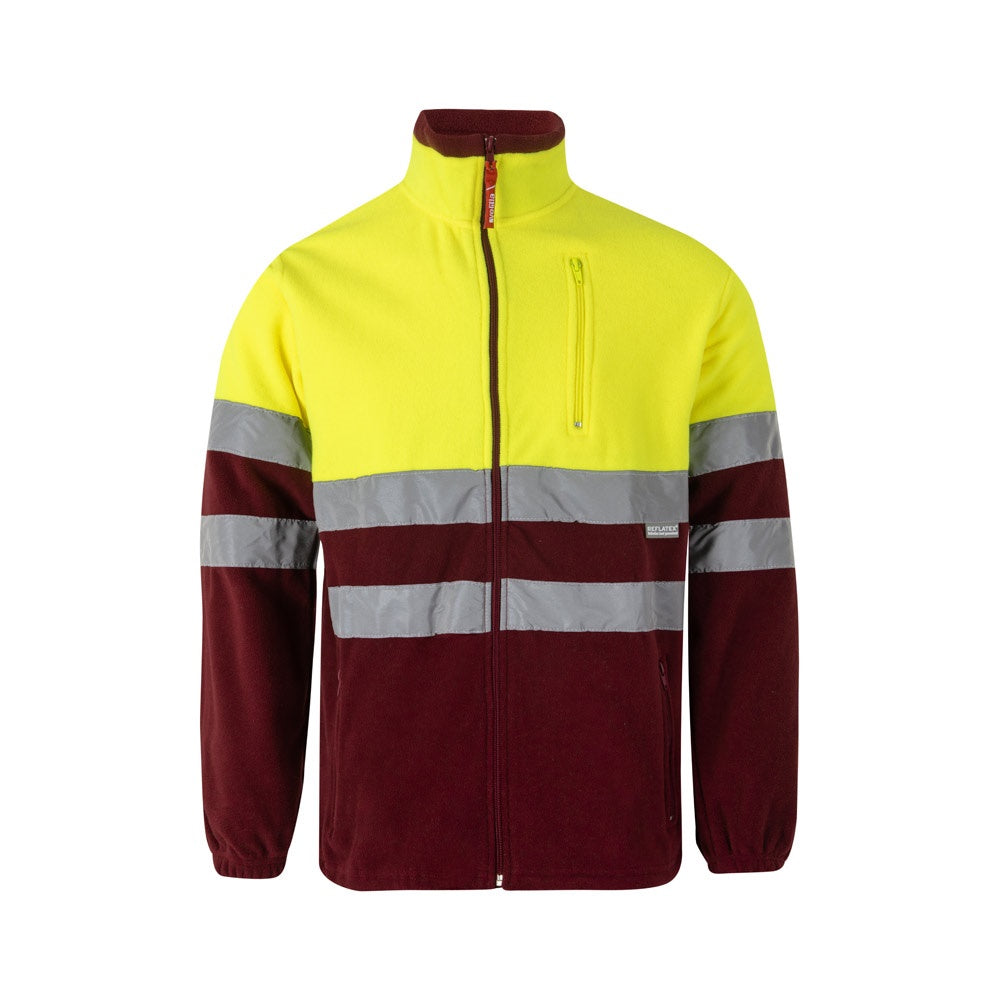 VL EROS LARGE promotional jacket in burgundy/yellow with custom logo branding