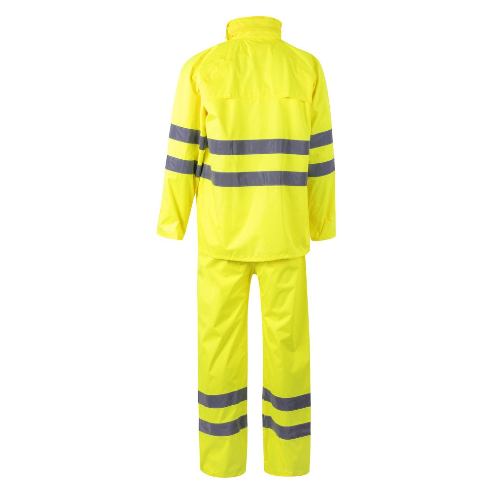 VL VENUS promotional raincoat in hexachrome yellow (detail view) with custom logo branding