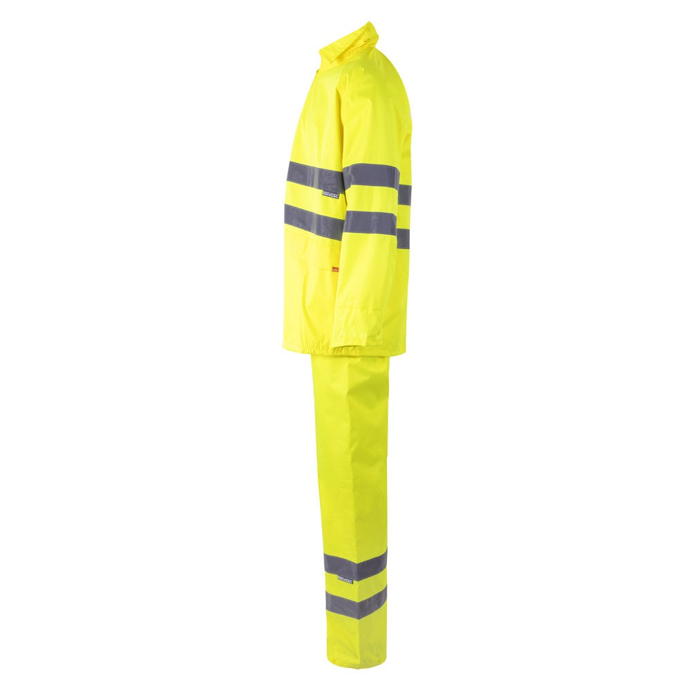 VL VENUS promotional raincoat in hexachrome yellow (detail view) with custom logo branding