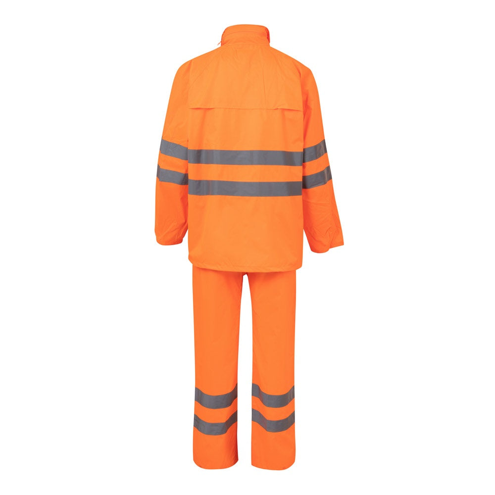 VL VENUS promotional raincoat in hexachrome orange (detail view) with custom logo branding