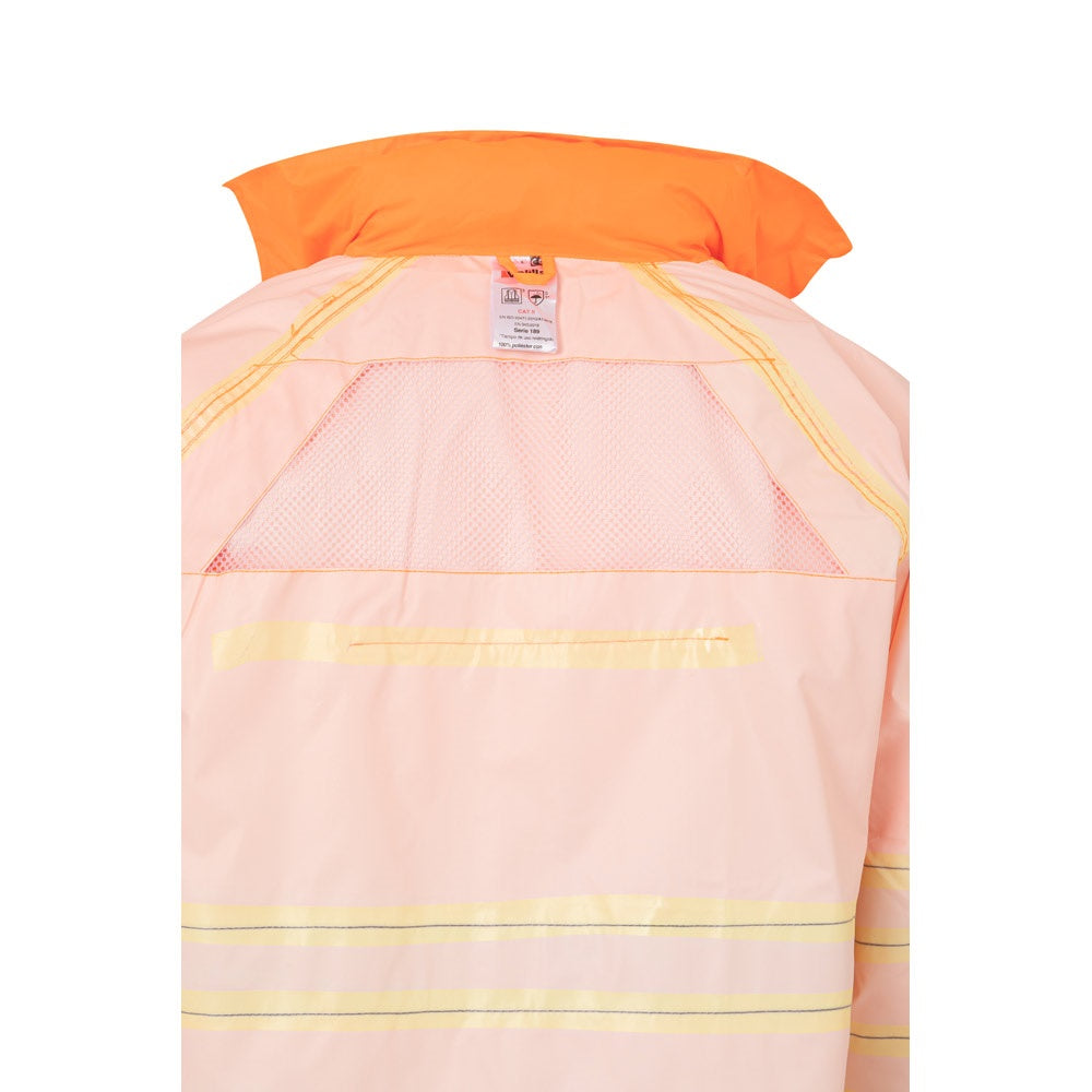 VL VENUS promotional raincoat in hexachrome orange with custom logo branding
