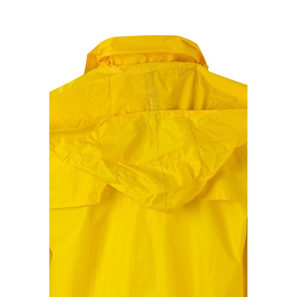 VL SEDNA promotional raincoat in yellow (detail view) with custom logo branding