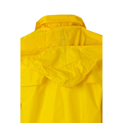 VL SEDNA promotional raincoat in yellow (detail view) with custom logo branding