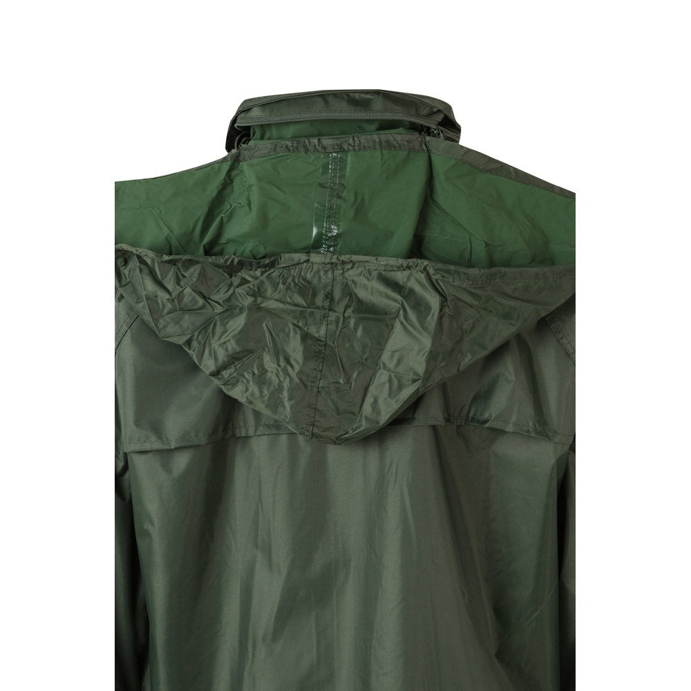 VL SEDNA promotional raincoat in green (detail view) with custom logo branding