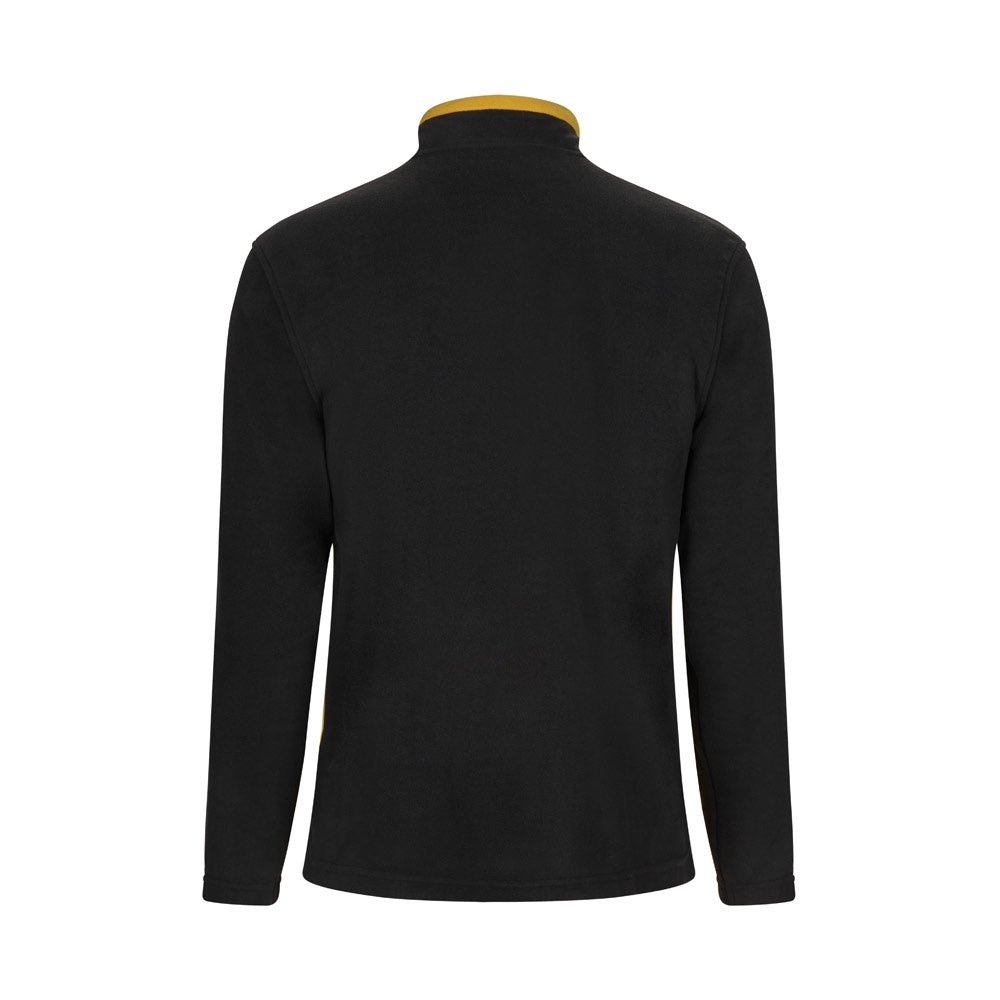 VL GERAS promotional jacket in black / yellow (detail view) with custom logo branding