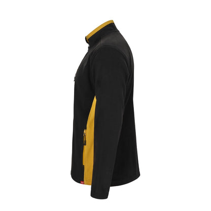 VL GERAS promotional jacket in black / yellow (detail view) with custom logo branding