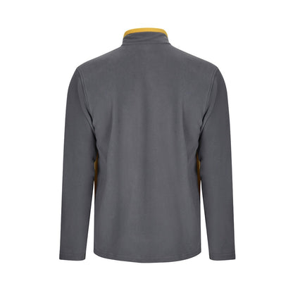 VL GERAS promotional jacket in grey / yellow (detail view) with custom logo branding