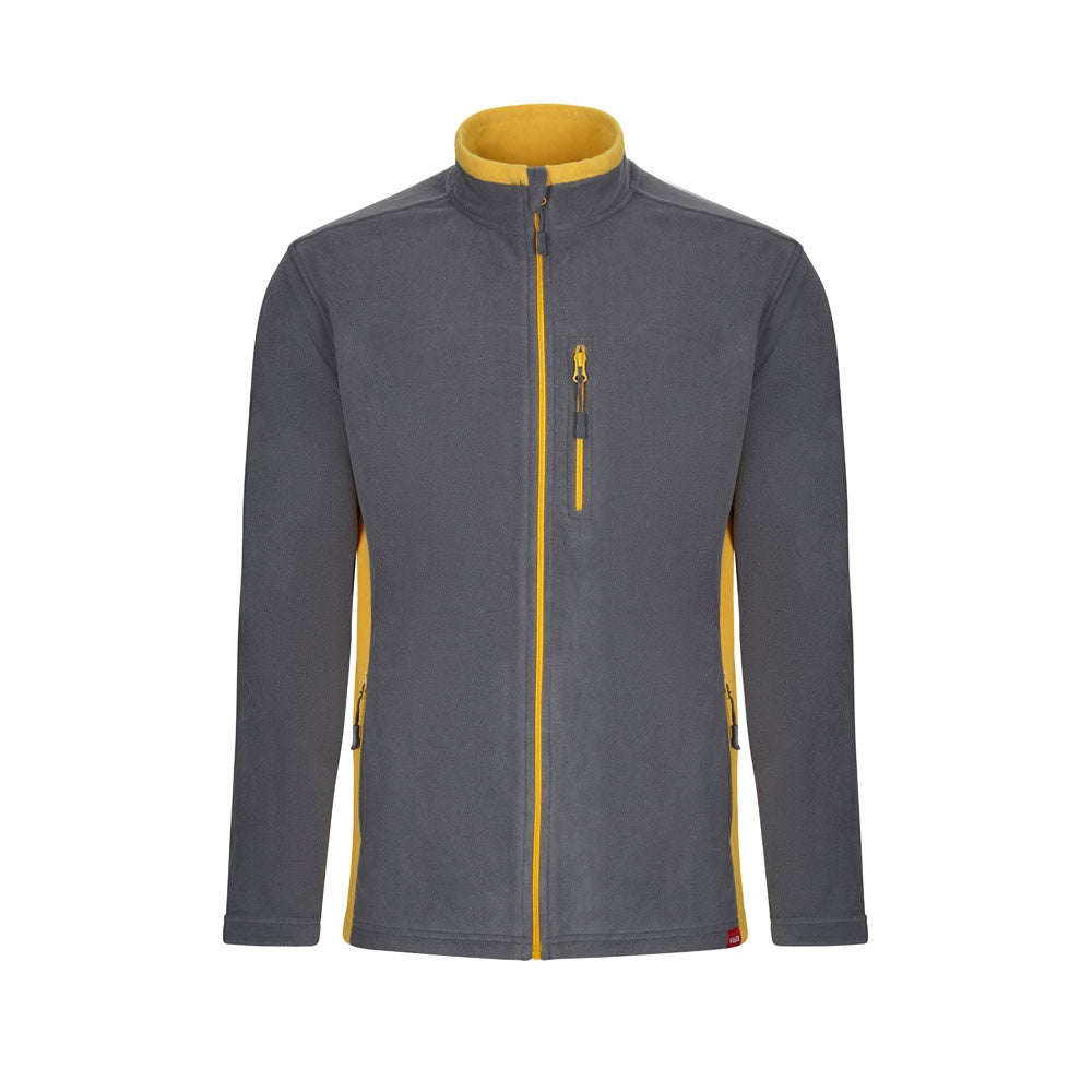 VL GERAS promotional jacket in grey / yellow with custom logo branding