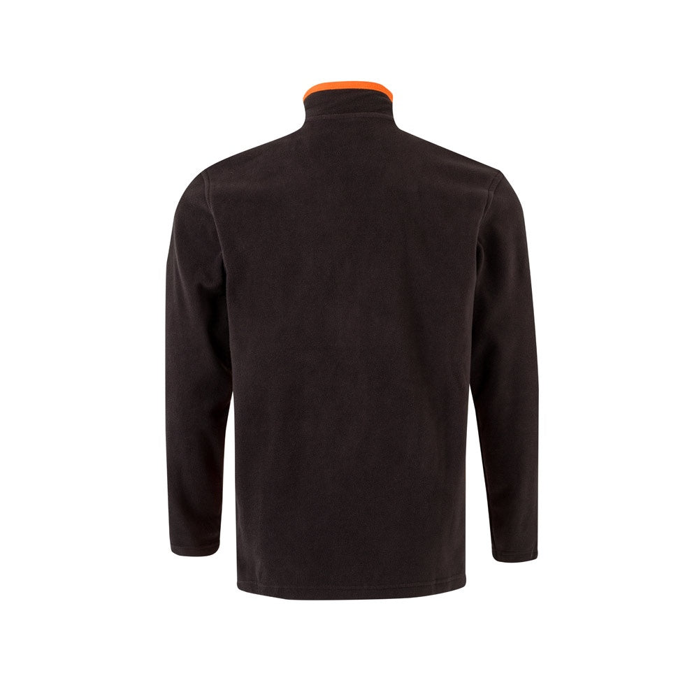 VL GERAS promotional jacket in black / orange (detail view) with custom logo branding