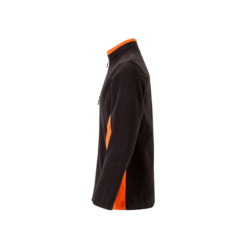 VL GERAS promotional jacket in black / orange (detail view) with custom logo branding