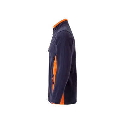 VL GERAS promotional jacket in navy blue / orange (detail view) with custom logo branding