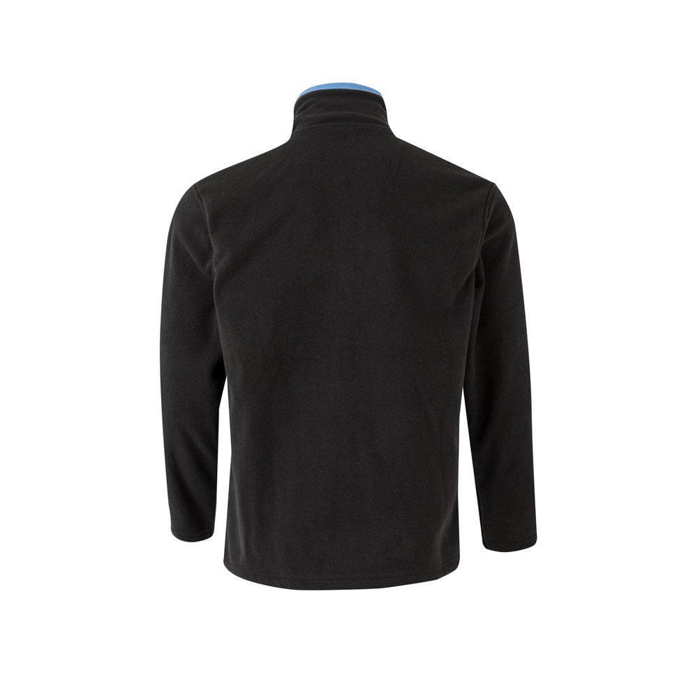 VL GERAS promotional jacket in black / light blue (detail view) with custom logo branding