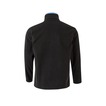 VL GERAS promotional jacket in black / light blue (detail view) with custom logo branding