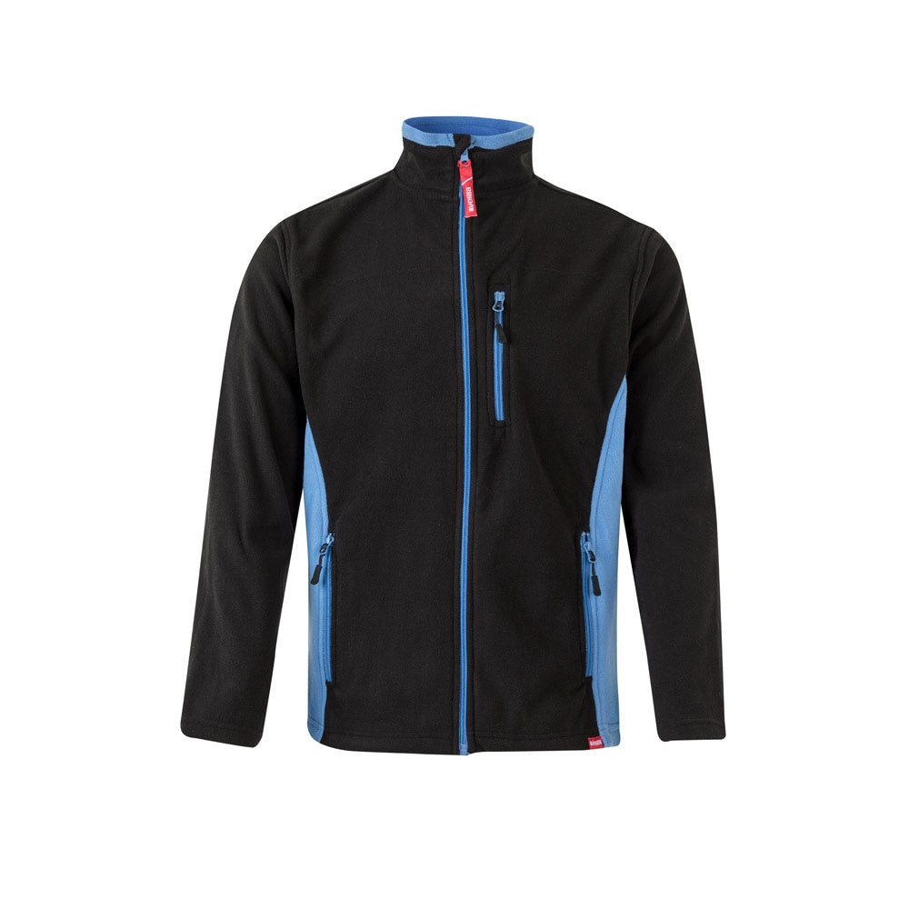 VL GERAS promotional jacket in black / light blue with custom logo branding