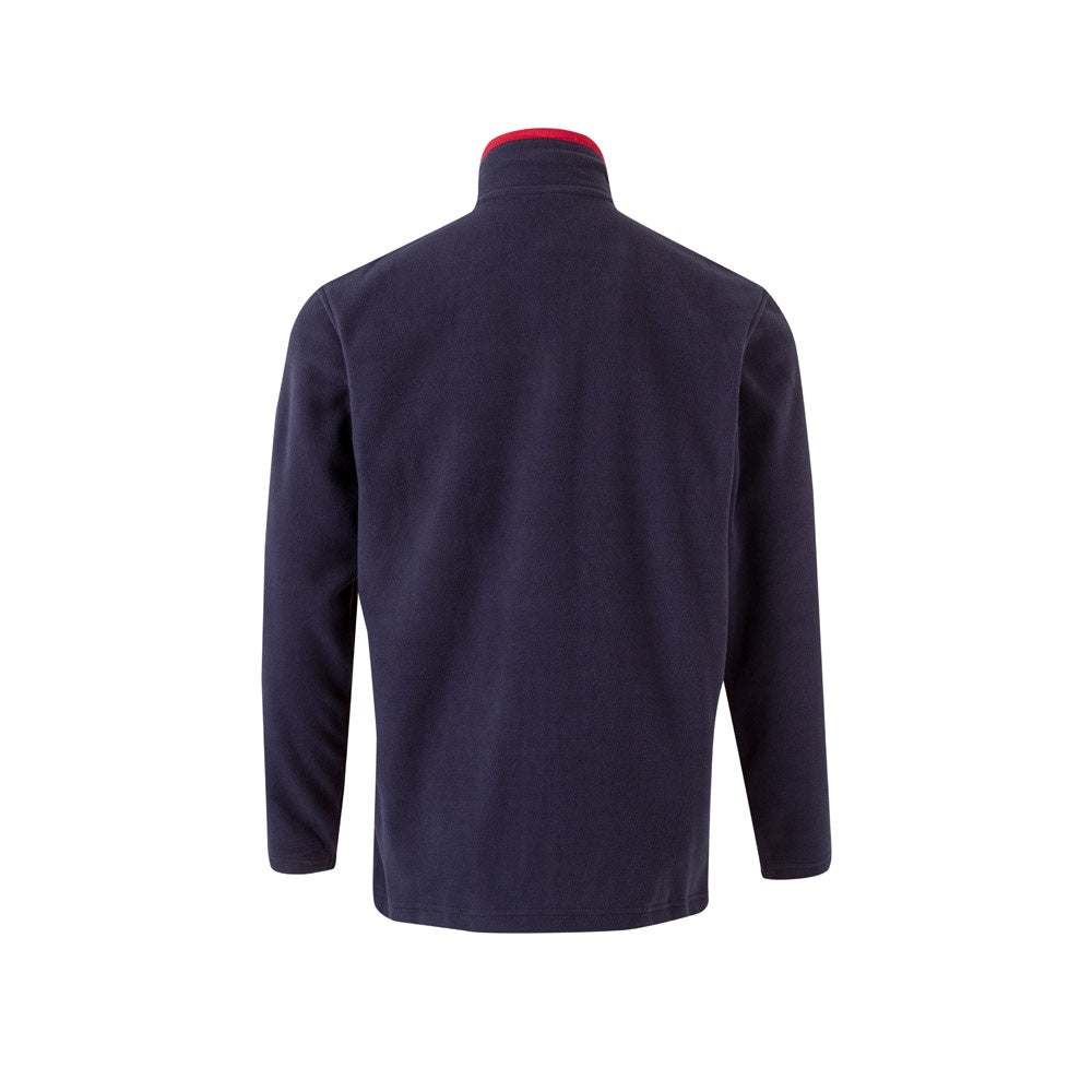 VL GERAS promotional jacket in navy blue / red (detail view) with custom logo branding